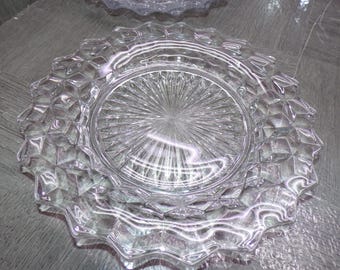 2606 Fostoria American Clear Cubist Vintage 7.75" Salad / Snack Plates Set of 5