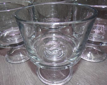 2606 Anchor Hocking Monaco 10oz Mini Trifle Dessert Sherbet Footed Bowl Set of 4- Chip on 1 Foot