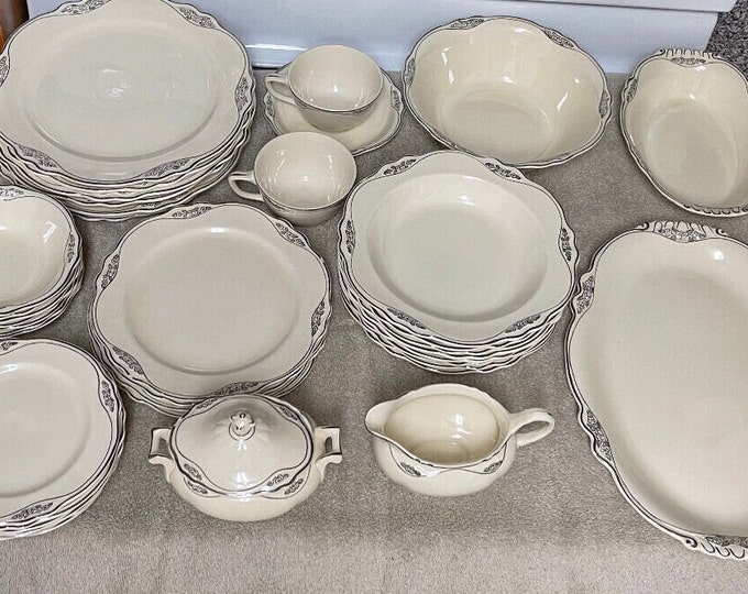 2403 Homer Laughlin Silver Virginia Rose Patrician Platinum Pattern Vintage 1936 China - Great Cond. - Select Choice from List, Price Varies