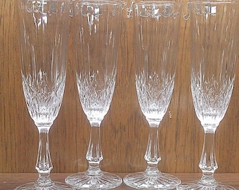 2411 Anchor Hocking Canfield Clear Crystal Champagne Flute Set of 4 - Great Condition