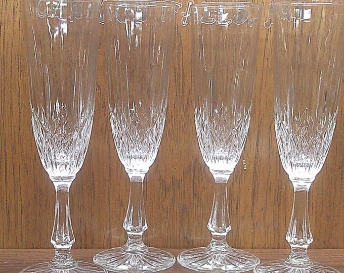 2411 Anchor Hocking Canfield Clear Crystal Champagne Flute Set of 4 - Great Condition