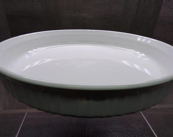 2608 Corning Ware F-3-B French White Ribbed 10" Round Quiche Baking Dish