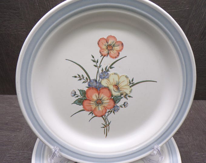 2602 Country Glen Collection Sunny Meadows Vintage Stoneware 8" Salad / Snack Plates Set of 5 - Great Condition
