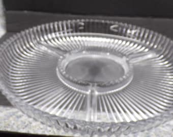 2407 Mikasa "Diamond Fire" 14" Vintage Lead Crystal Divided Relish Dish WY247/345 - Made in Germany - Excellent Condition