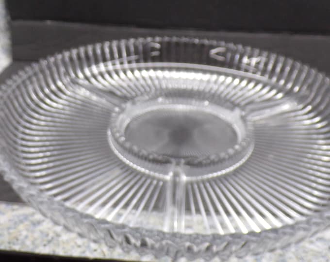 2407 Mikasa "Diamond Fire" 14" Vintage Lead Crystal Divided Relish Dish WY247/345 - Made in Germany - Excellent Condition