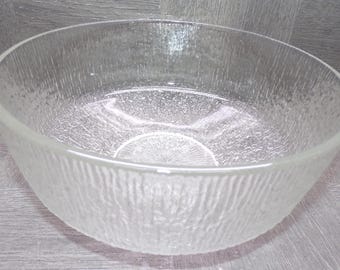 2603 Indiana Glass Tree Bark Vintage Textured Heavy Glass 9.5" Serving Bowl 4" Deep - Good Condition