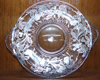 2506 Silver City 11.5" Double Handle Platter Silver Overlay Floral Poppies Silver Rim - Good Condition Light Scratches