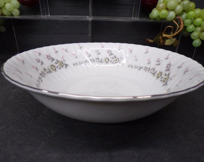 2309 Style House Fine China "Picardy" 9.25" Vintage Serving Bowl - Grey, Pink, Yellow Floral Swirl Pattern - Excellent Like New