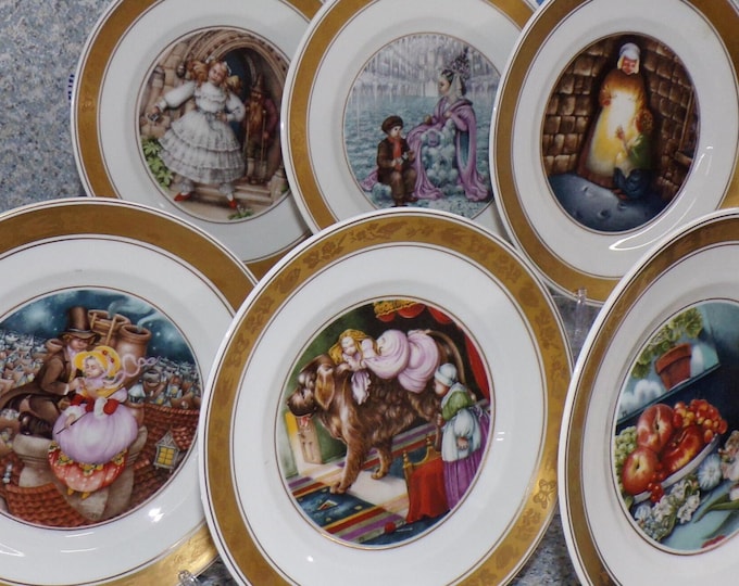 2210 Royal Copenhagen Denmark 1975 Hans Christian Andersen Plates Set of 6 Listed Below - No Chips or Cracks