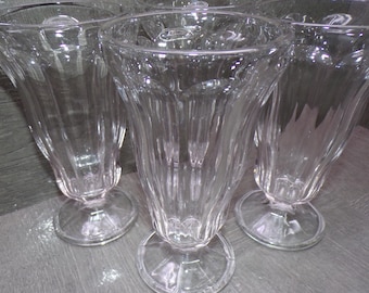 2606 Anchor Hocking Old-Fashioned Vintage Clear 7" Footed Malt, Parfait, Float, Sundae, Dessert Cups Set of 4