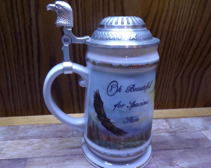 2511 Spacious Skies America the Beautiful Tankard Series 100th Anniversary Stein Longton Crown Artwork by Larry Martin - Great Condition