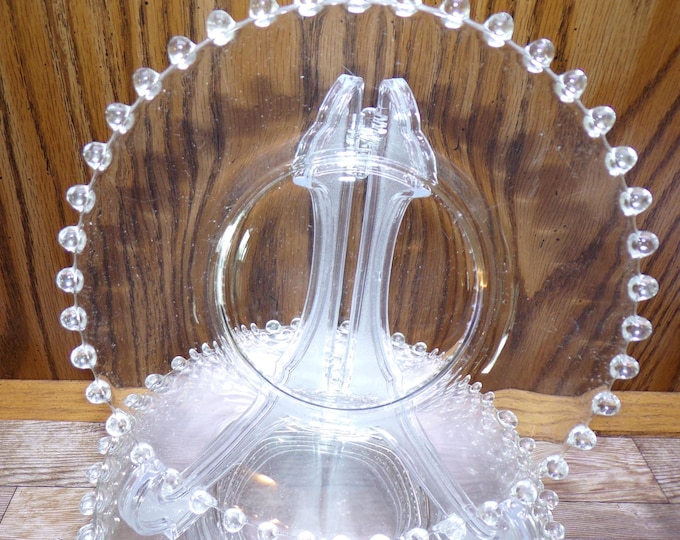 2511 Imperial Glass Candlewick Beaded Rim Clear Glass 7" Dessert / Snack Plates Set of 7 - Good Condition Light Scratches