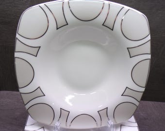 2606 Home Fine China Odeon 8.75" Square Flat Rim Bowls Set of 4