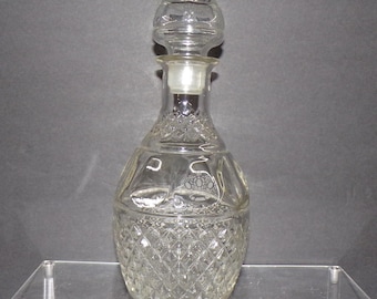 2210 Crown Royal Clear Crystal Glass Decanter w/Stopper Vintage 10" - Good Condition