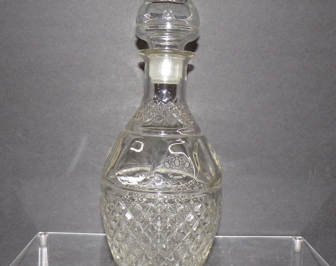 2210 Crown Royal Clear Crystal Glass Decanter w/Stopper Vintage 10" - Good Condition