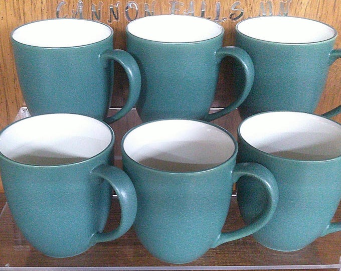 2503 Noritake Stoneware Colorwave Spruce #5102 4" 11 oz Mugs Set of 6 White Interior - Great Condition
