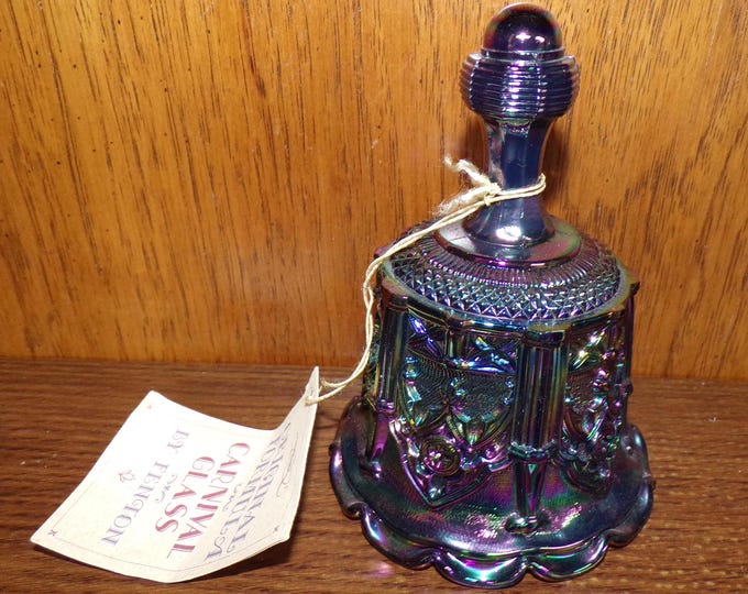 2503 Fenton Iridescent Amethyst Original Formula Carnival Glass Sable Arch 6" Bell - Excellent Condition w/ Tag