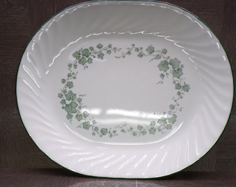 2602 Corelle Callaway Green Ivy Swirl 12 Inch Oval Serving Platter - Great Condition
