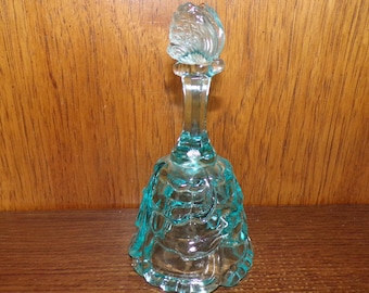 2503 Fenton 6.5" Ruffled Teal Butterfly Drape Bell - Great Condition
