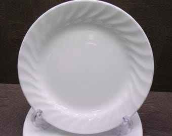 2605 Corelle White Swirl Vintage 7.25" Dessert / Snack Plates Set of 4
