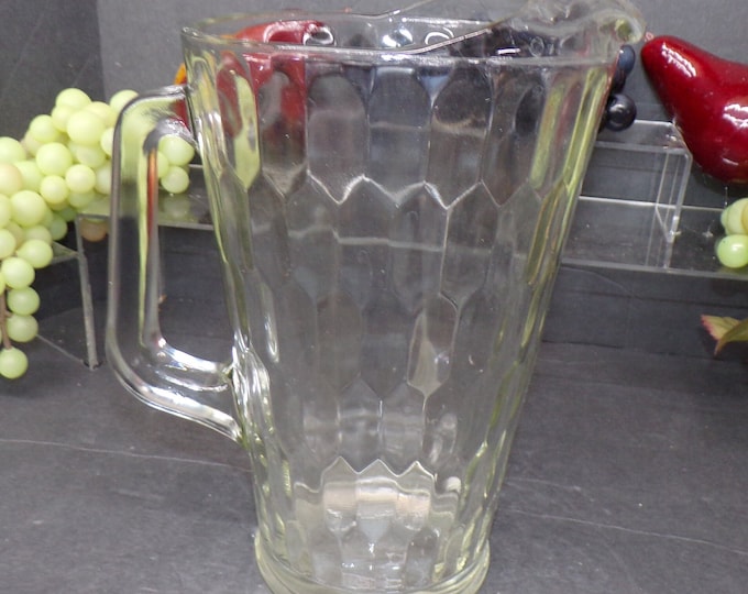 2307 Paneled Glass 10" Clear Pitcher with Ice Catcher - Good Condition No Chips or Cracks