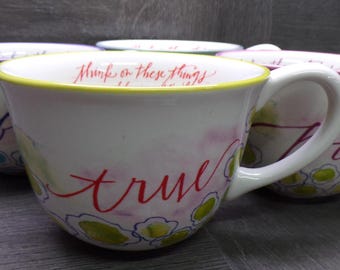 2608 Mary & Martha Spiritual Mugs 12 oz Set of 4 Noble, True, Lovely, Pure