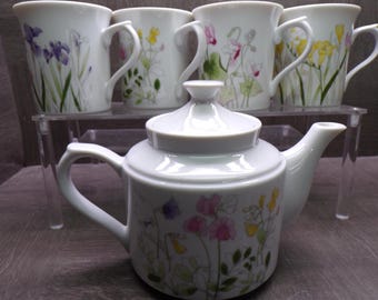 2608 Shafford Tivoli Vintage Fine China 6 pc Coffee / Tea Set