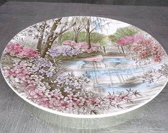 2602 Johnson Bros English Gardens Vintage 10.25" Oval Plate Hand-Engraved Made in Staffordshire England - Great Condition