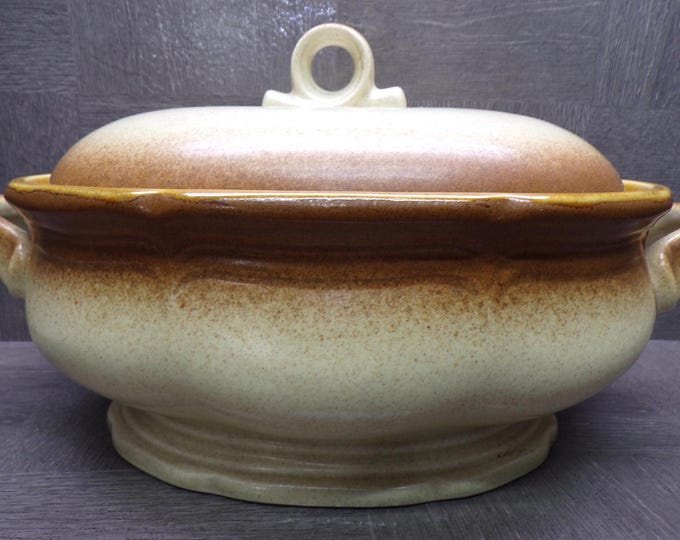 2603 Mikasa Whole Wheat Granola E8000 Oven to Table Stoneware 10"x7.5" Covered Casserole / Bean Pot - CHIP inside Rim Otherwise Great Cond.