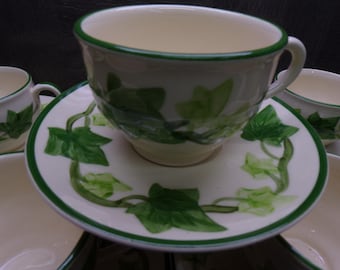 2606 Gladding McBean Franciscan Ivy Vintage 14 pc Set (7) Cups & (7) Saucers