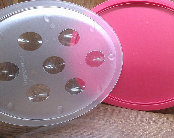 2502 Tupperware Keep n Heat Microwave 14" x 10" Platter Container Red Lid No Insert - Great Condition