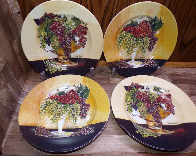 2501 Cypress Home The Grapes of Wine 8" Snack / Lunch Plates Set of 4 - Great Condition