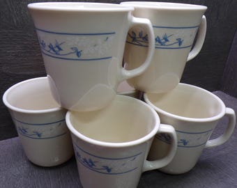 2606 Corelle First of Spring Cream Vintage 10 oz Coffee Mugs Set of 6