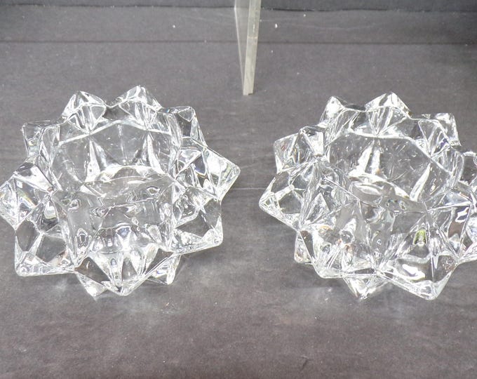 2506 Pair of Avon Starburst 4" Votive / Tealight Candle Holders - Great Condition