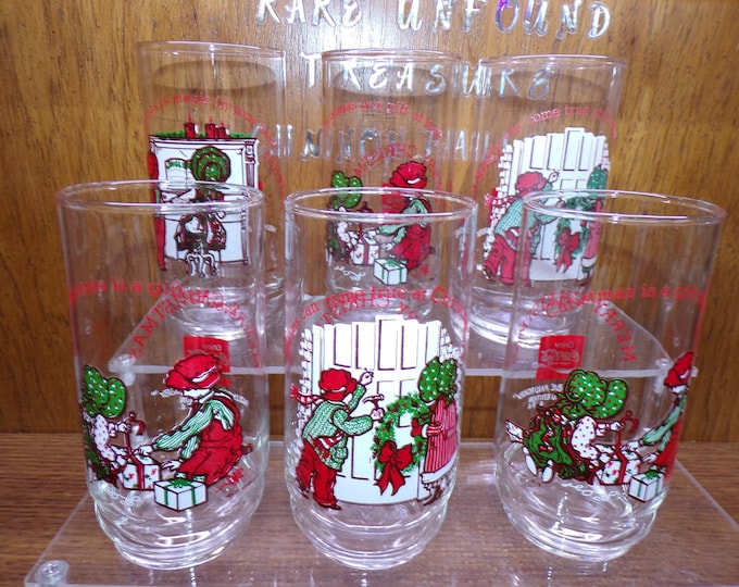 2505 Holly Hobbie & Robbie Vintage 1978 Coca-Cola Coke 5.75" Glasses Set of 6 - Great Condition (1) #2, (3) #4, (2) #3