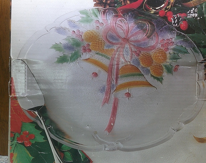 2408 Mikasa Festive Bells WY160/516 Vintage 14.75" Colored Textured Hostess Platter - Excellent Condition in Original Box