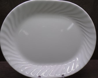 2606 Corelle Enhancements White Swirl 12" Oval Platter