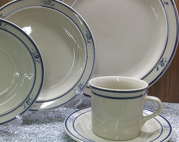 2405 Brick Oven Stoneware Scandia Blue Vintage Stoneware Blue Floral Blue Band Dinnerware- Great Condition No Chips - Choose from List: