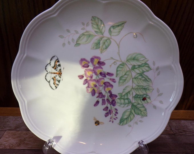 2511 Lenox Butterfly Meadow by Louise Le Luyre Ultra Fine Porcelain Dinnerware One 9" Plate Dragonfly - Great Condition