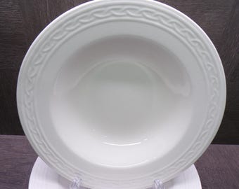 2608 Block Gala White Braided Pattern Rim 9" Flat Rim Bowls Set of 4