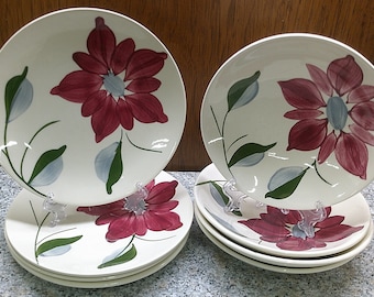 2407 Blue Ridge Southern Pottery Vintage Hand-Painted Poinsettia Dinnerware - Great Condition Choose from List: