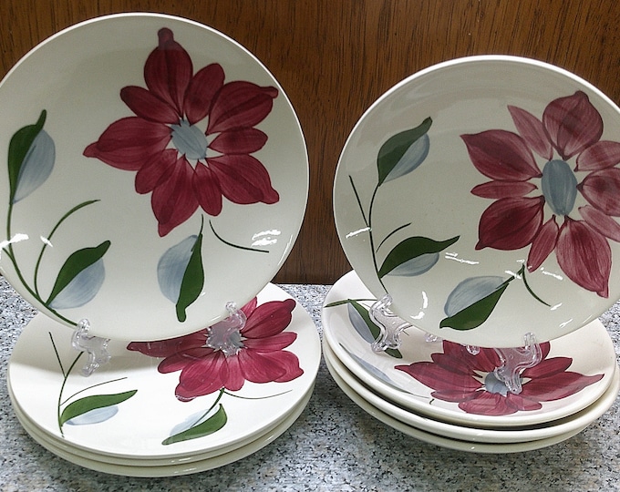 2407 Blue Ridge Southern Pottery Vintage Hand-Painted Poinsettia Dinnerware - Great Condition Choose from List: