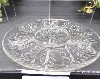 2308 Federal Glass Homestead Wheat Pattern 11.5" Vintage Divided Dish Platter