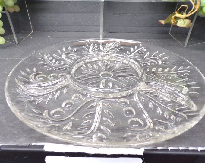 2308 Federal Glass Homestead Wheat Pattern 11.5" Vintage Divided Dish Platter Tray - Good Condition No Chips or Cracks