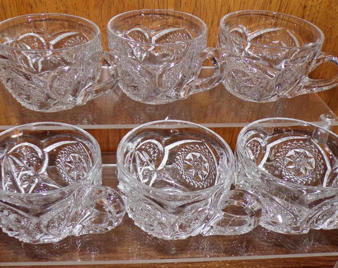 2503 Vintage Crystal Punch Cups Set of 6 - Great Condition