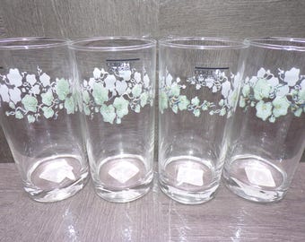 2605 Corelle Coordinates Callaway Green Ivy Swirl Vintage 16 oz Tumblers Set of 4