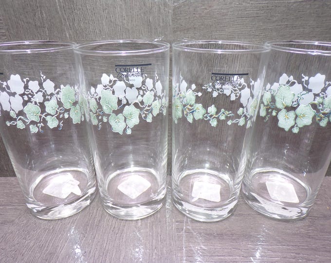 2605 Corelle Coordinates Callaway Green Ivy Swirl Vintage 16 oz Tumblers Set of 4