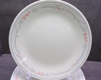 2605 Corelle Tulip Rose Pattern Vintage Discontinued 10.25" Dinner Plates Set of 7 - Pretty Good Condition w/ Some Wear & Scratches