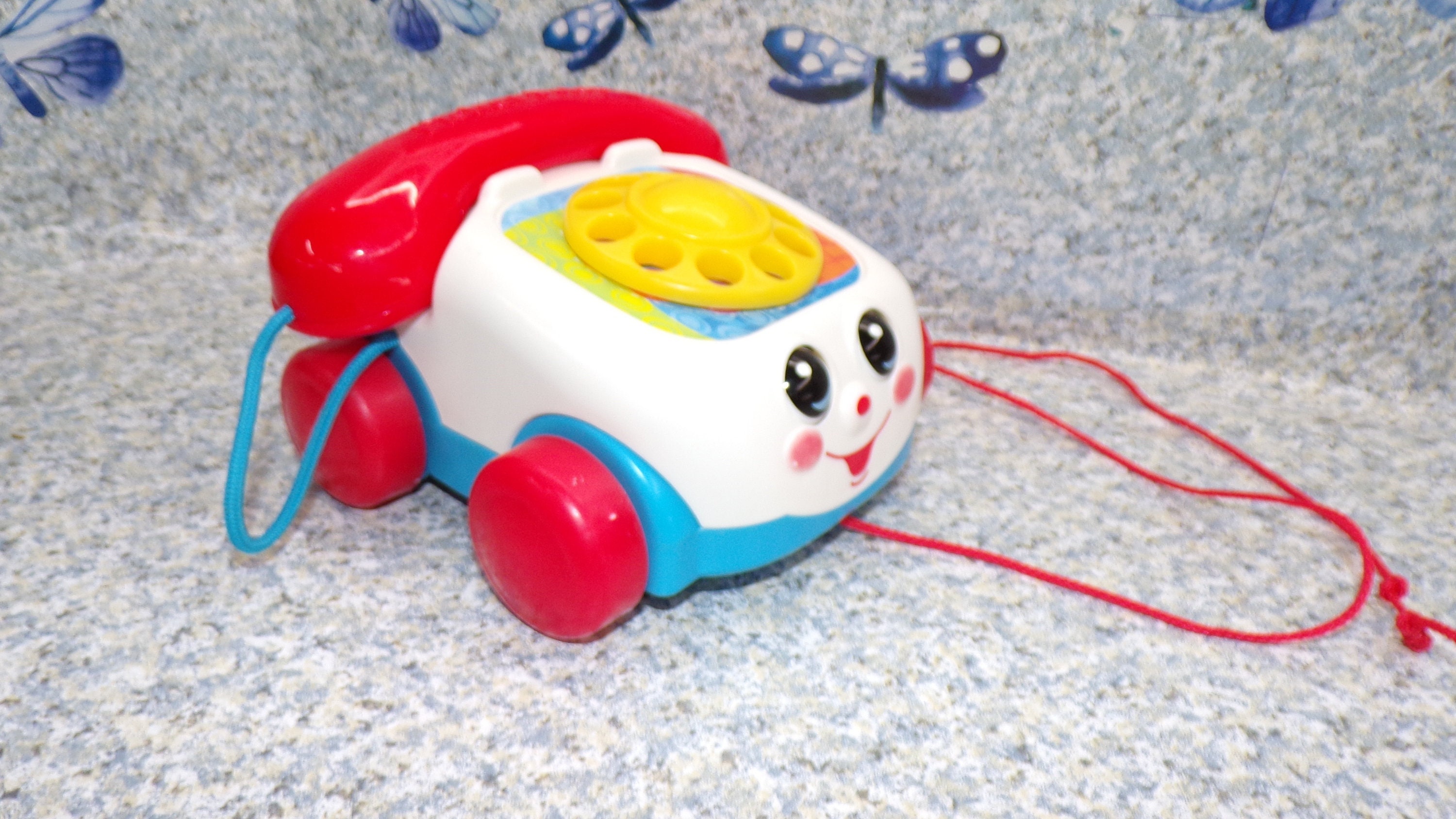 Vintage 1985 Fisher Price Rotary Telephone Pull Toy With Receiver, Telephone  Sound Effects and Eyes That Move When Phone is Rolling 