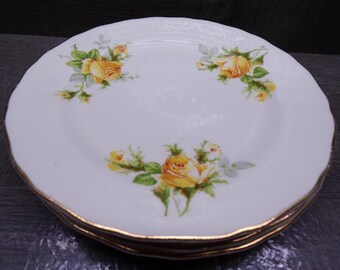 2605 Royal Albert Yellow Tea Rose 6.25" Salad / Snack Plates Set of 4